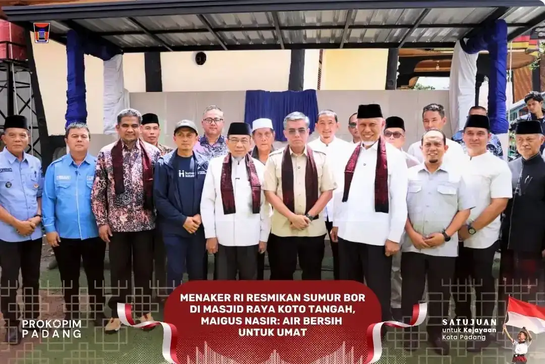 menteri-ketenagakerjaan-resmikan-sumur-bor-dan-tempat-wudhu-di-masjid-raya-koto-tangah