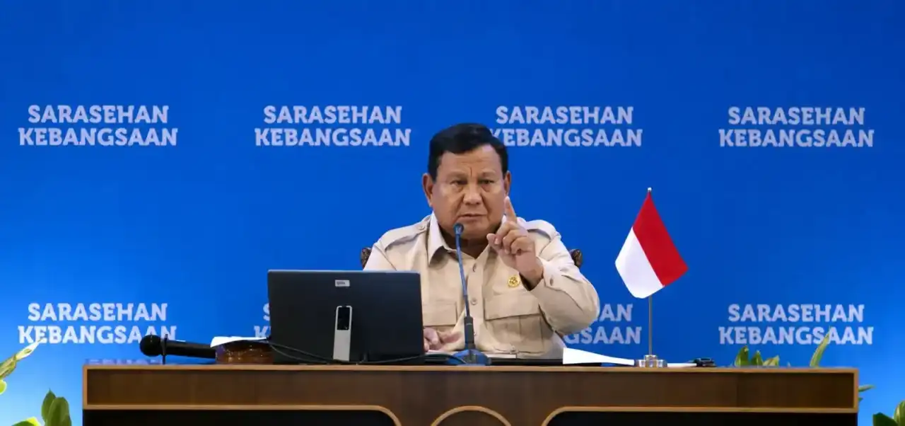 Presiden Prabowo Subianto saat menutup Sarasehan Kebangsaan Konvensi Sains, Teknologi, dan Industri 2026 di Jakarta, Minggu (28/6/2026). Foto : Tangkapan Layar BPMI Setpres