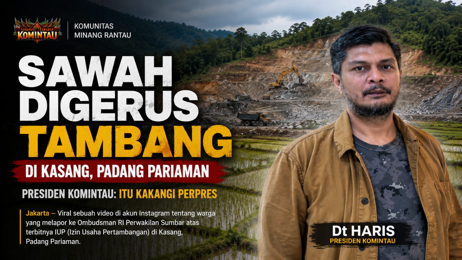 sawah-digerus-tambang-di-kasang,-ini-kata-presiden-komintau:-itu-kakangi-perpres