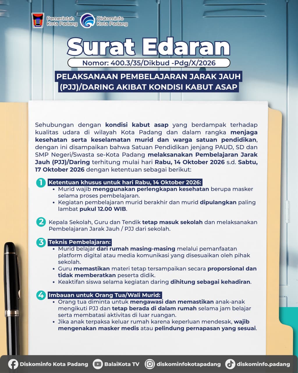 akibat-kabut-asap,-yopi-krislova-tetapkan-pembelajaran-daring-di-padang-hingga-17-oktober