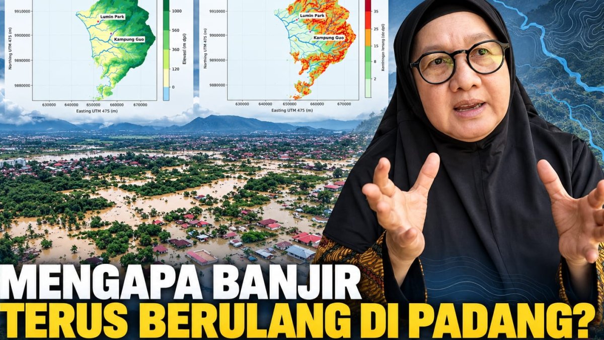 Prof. Dian Fiantis menjelaskan analisis pengelolaan banjir berbasis Daerah Aliran Sungai di wilayah Kota Padang.