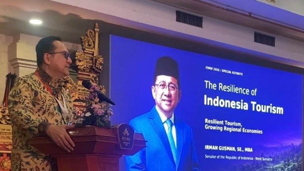 Irman Gusman berbicara mengenai penguatan sektor pariwisata untuk meningkatkan ekonomi daerah di acara ITMW, Bali.
